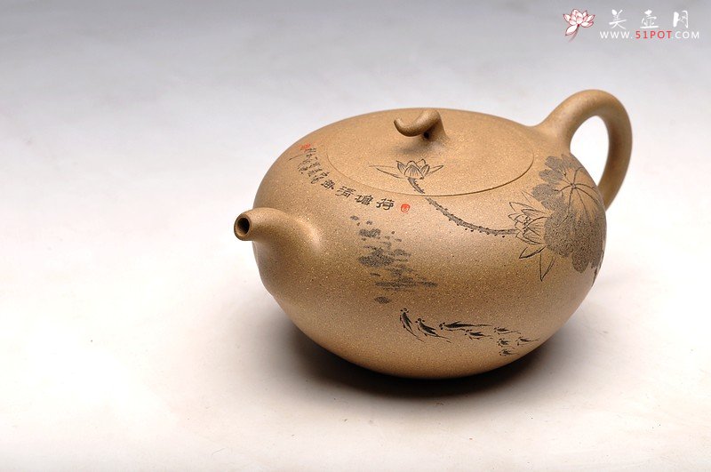 紫砂壶图片：充满活力 田园情趣 游鱼之乐 瓜趣2 - 宜兴紫砂壶网