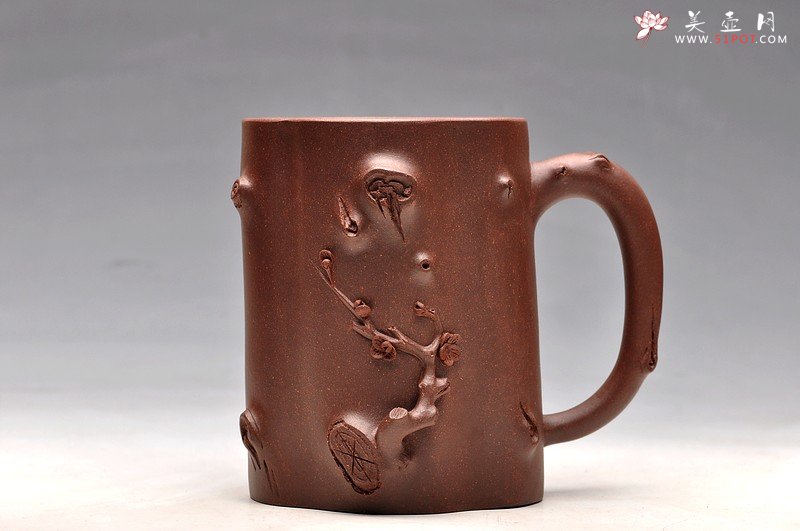 紫砂壶图片：一对高矮胖瘦绝配：） 清水泥和地槽青 全手梅花单杯  - 宜兴紫砂壶网