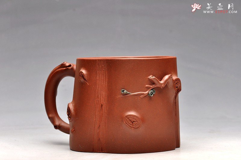 紫砂壶图片：一对高矮胖瘦绝配：） 清水泥和地槽青 全手梅花单杯  - 宜兴紫砂壶网