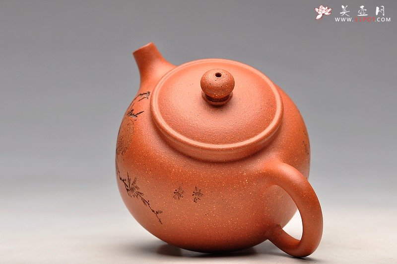 紫砂壶图片：实用小壶 降坡泥 石榴多子多福 春樱 - 宜兴紫砂壶网