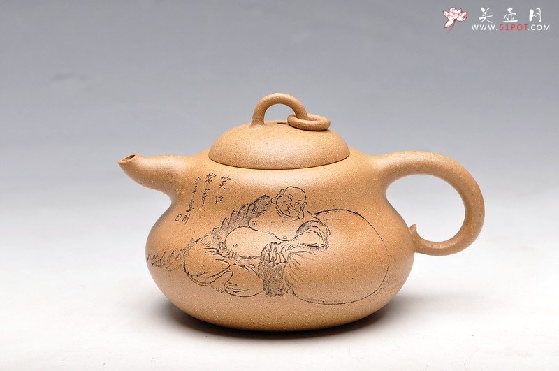 紫砂壶图片：优质段泥 漂亮优雅 矮葫芦 笑口常开 - 宜兴紫砂壶网