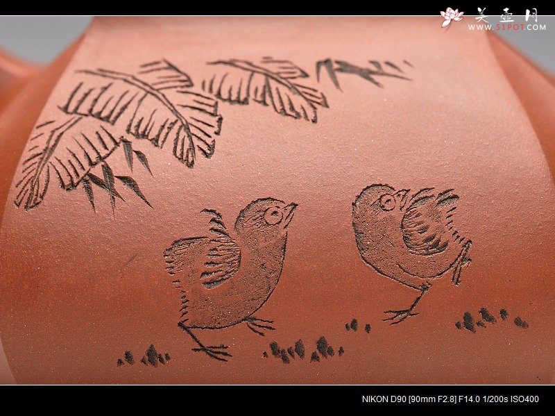 紫砂壶图片：线面挺快 张听刚老师装饰 四方抽角 - 宜兴紫砂壶网