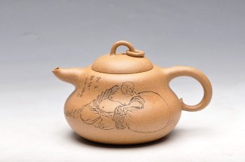 紫砂壶图片：优质段泥 漂亮优雅 矮葫芦 笑口常开 - 宜兴紫砂壶网