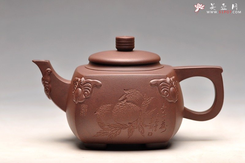 紫砂壶图片：造型新颖 延年益寿   五福临门  送礼佳品 - 宜兴紫砂壶网