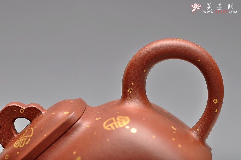 紫砂壶图片：相得益彰 实力之作 描金 满福 全手孤菱 送礼自藏 - 宜兴紫砂壶网