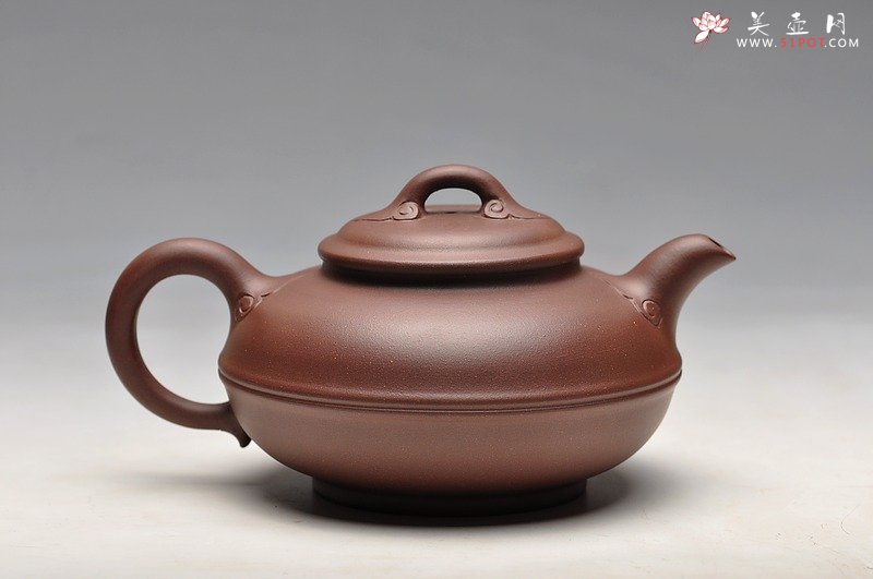 紫砂壶图片：手工如意纹 老拼紫 如意线圆 实用精品 - 宜兴紫砂壶网