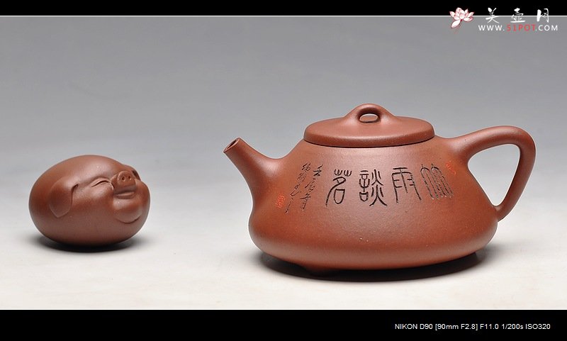 紫砂壶图片：钱伟刚装饰 全手刻竹子冶石瓢 实用佳品 竹雨谈茗 - 宜兴紫砂壶网