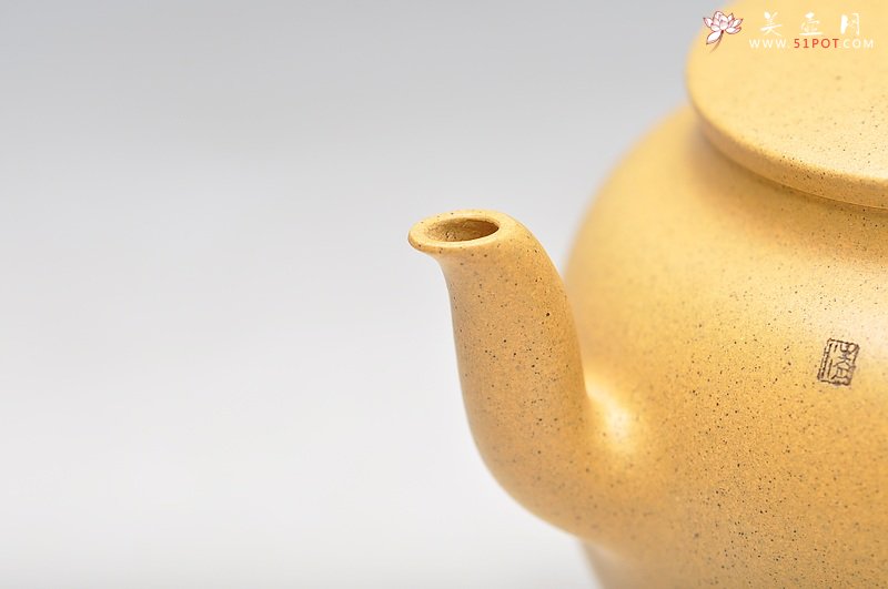 紫砂壶图片：线条流畅 挺拔优雅 全手迎春 墨陶装饰王翔鸟 - 宜兴紫砂壶网
