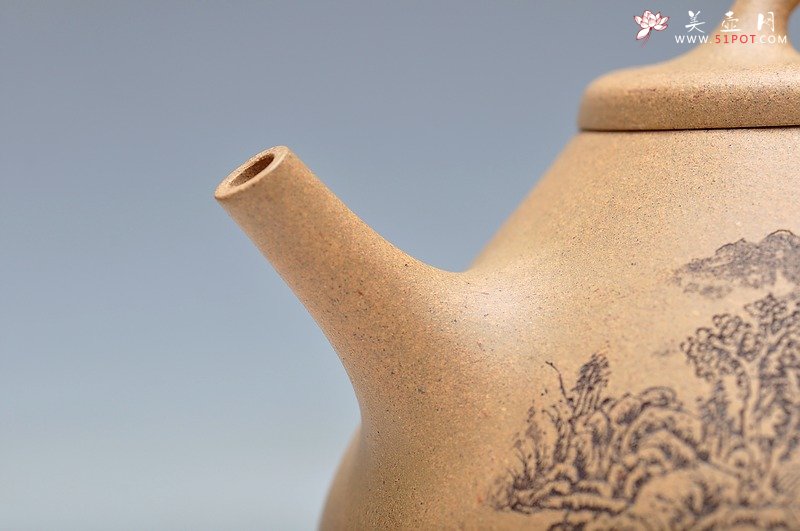 紫砂壶图片： 精神刚挺 全手子冶石瓢 无限诗情烟雨中 - 宜兴紫砂壶网