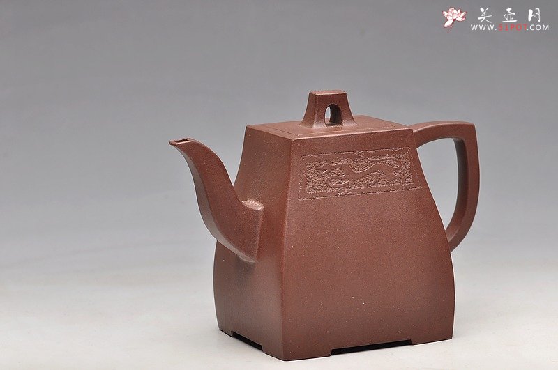 紫砂壶图片：精品 浑厚飘逸 气度非凡 全手工方中云壶一对 - 宜兴紫砂壶网