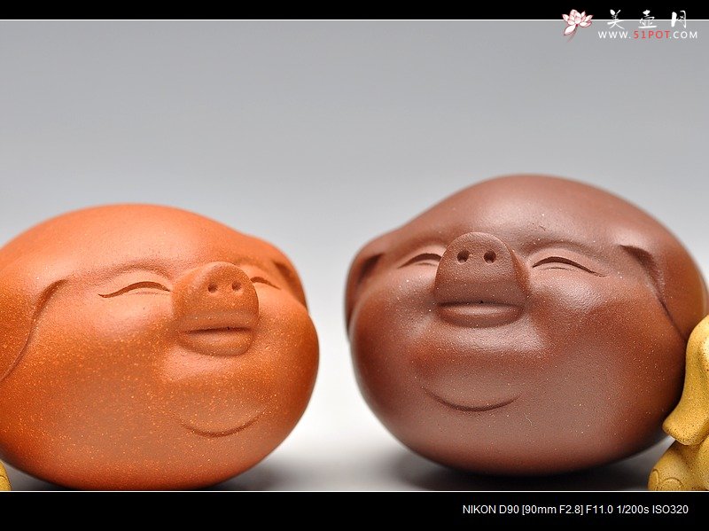 紫砂壶图片：扁福猪集锦~~ 漂亮可爱 憨 - 宜兴紫砂壶网