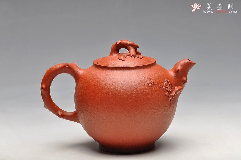 紫砂壶图片：饱满可爱 亭亭玉立 精品梅花 红梅圆珠 - 宜兴紫砂壶网