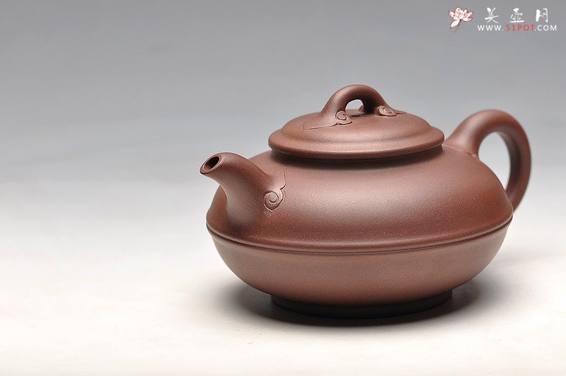 紫砂壶图片：手工如意纹 老拼紫 如意线圆 实用精品 - 宜兴紫砂壶网