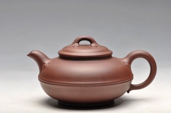 紫砂壶图片：手工如意纹 老拼紫 如意线圆 实用精品 - 宜兴紫砂壶网