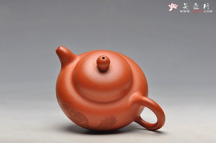 紫砂壶图片： 工笔风格 小红泥 柿圆 实用精品 绿茶 铁观音 - 宜兴紫砂壶网