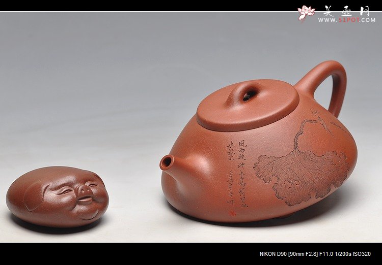 紫砂壶图片：峥峥其骨 味正耐品 挺拔俊雅 乃曲峰实力之作  全手子冶石瓢 - 宜兴紫砂壶网