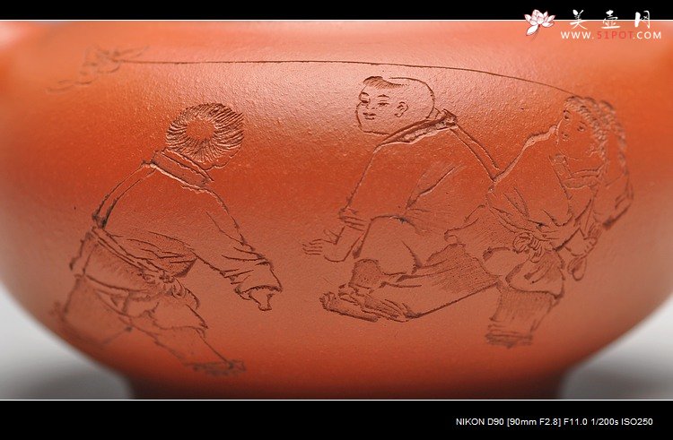 紫砂壶图片： 工笔风格 小红泥 柿圆 实用精品 绿茶 铁观音 - 宜兴紫砂壶网