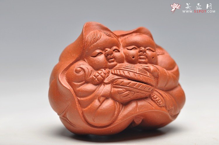 紫砂壶图片：和合二仙 精致做工 把玩茶宠 - 宜兴紫砂壶网