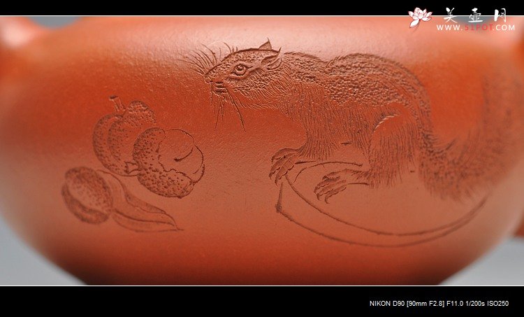 紫砂壶图片： 工笔风格 小红泥 柿圆 实用精品 绿茶 铁观音 - 宜兴紫砂壶网