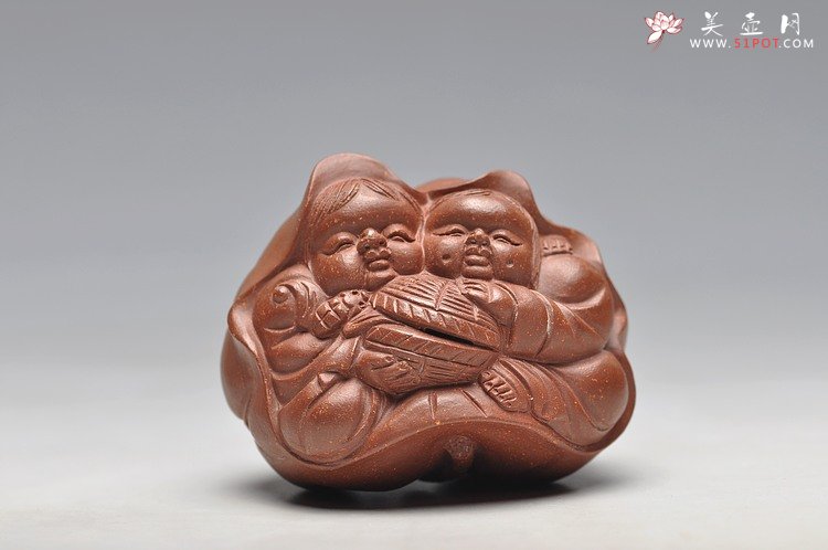 紫砂壶图片：和合二仙 精致做工 把玩茶宠 - 宜兴紫砂壶网