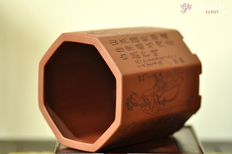 紫砂壶图片：张云熙之精品八方笔筒 四大美女 已收藏，只供欣赏 - 宜兴紫砂壶网