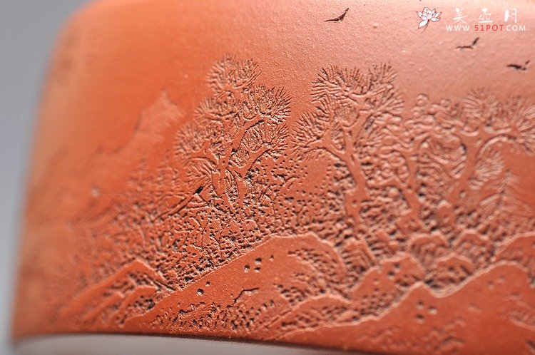 紫砂壶图片：李彦雄装饰通景山水  全手汉韵 - 宜兴紫砂壶网