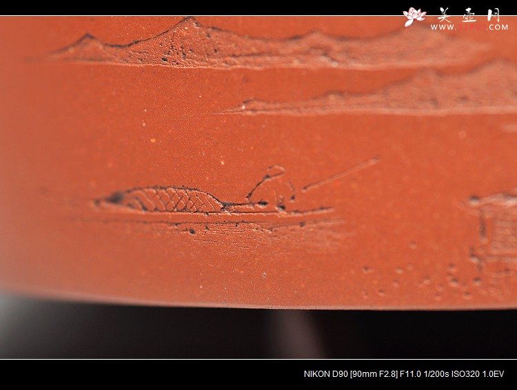 紫砂壶图片：李彦雄装饰通景山水  全手汉韵 - 宜兴紫砂壶网