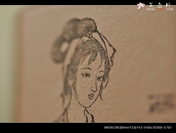 紫砂壶图片：张云熙之精品八方笔筒 四大美女 已收藏，只供欣赏 - 宜兴紫砂壶网