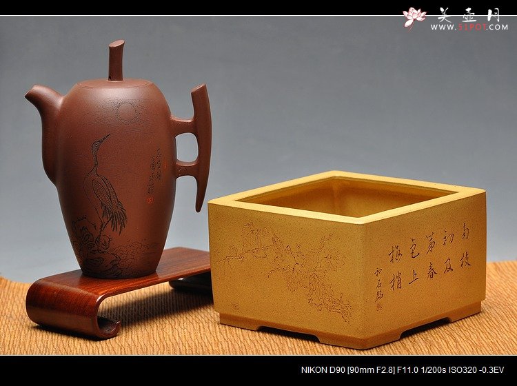 紫砂壶图片：精工典范 素雅秀气  万阗阗最新力作 全手四方花盆 - 宜兴紫砂壶网