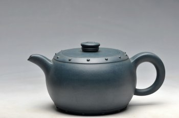 紫砂壶图片：厂壶 正品墨绿泥 八卦鼓  - 宜兴紫砂壶网