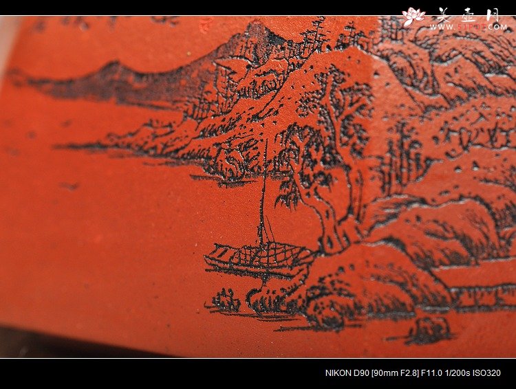 紫砂壶图片：山水怡情 全手工八方小水洗 - 宜兴紫砂壶网