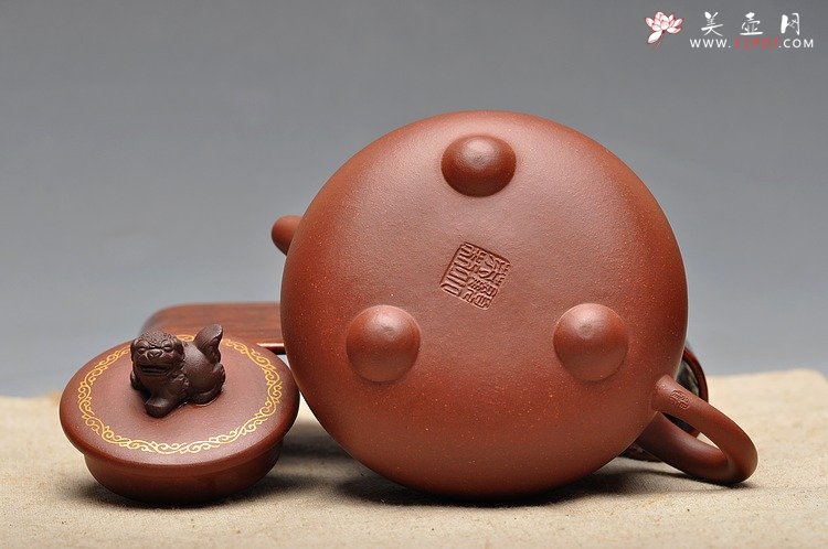 紫砂壶图片：真金装饰 自然优雅 送礼自用  如意狮韵 优质底槽青 - 宜兴紫砂壶网