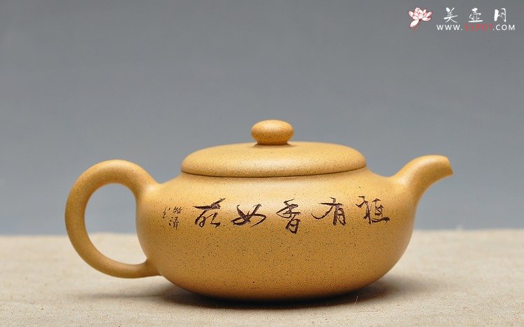 紫砂壶图片：淡雅得趣 文气小鸟 鼓韵 - 宜兴紫砂壶网