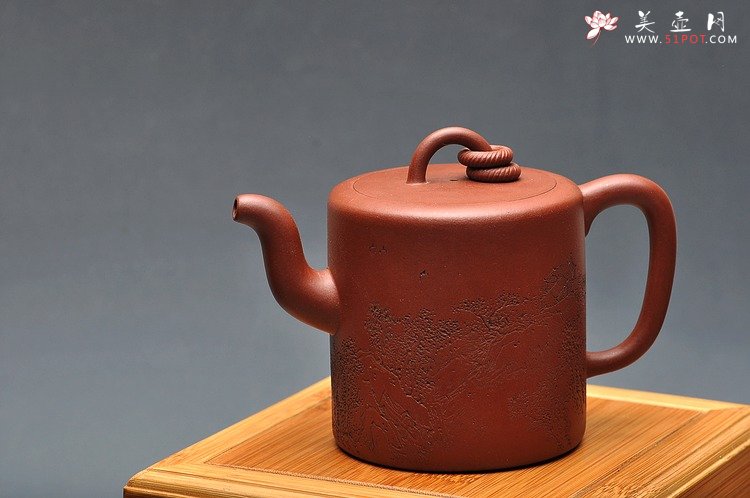 紫砂壶图片：进步之作 全手大双圈 实力作品 李彦雄通景山水装饰 - 宜兴紫砂壶网