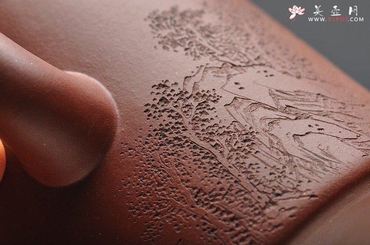 紫砂壶图片：进步之作 全手大双圈 实力作品 李彦雄通景山水装饰 - 宜兴紫砂壶网