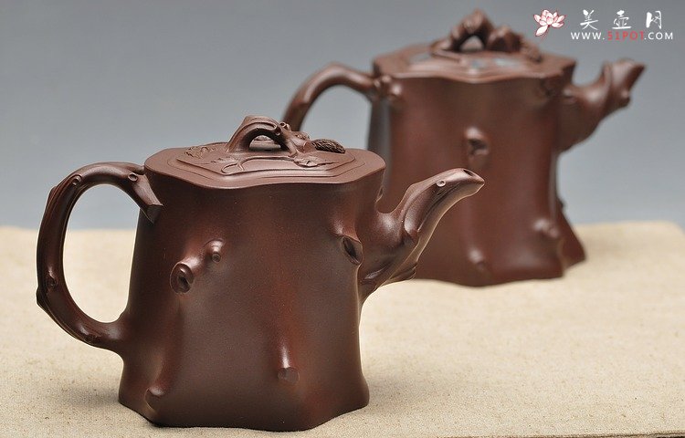 紫砂壶图片：恽益萍 松鼠葡萄桩 松鼠松桩 - 宜兴紫砂壶网