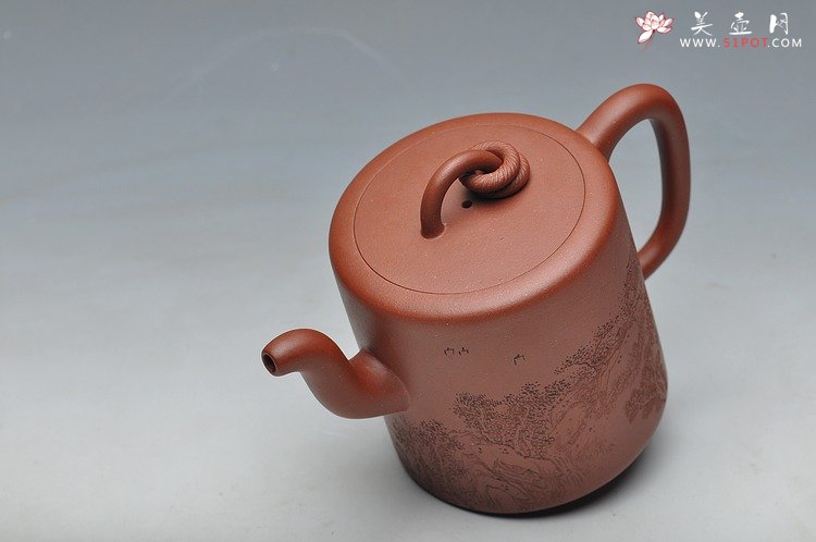 紫砂壶图片：进步之作 全手大双圈 实力作品 李彦雄通景山水装饰 - 宜兴紫砂壶网