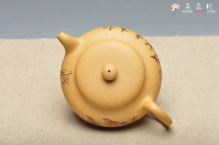 紫砂壶图片：淡雅得趣 文气小鸟 鼓韵 - 宜兴紫砂壶网