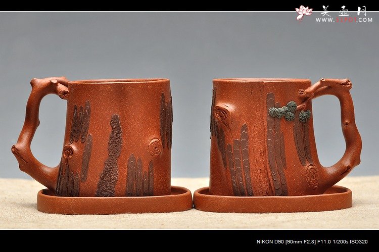 紫砂壶图片：挺拔俊秀 生机盎然 全手精品 青松套组 - 宜兴紫砂壶网