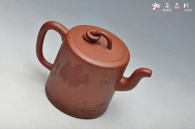 紫砂壶图片：进步之作 全手大双圈 实力作品 李彦雄通景山水装饰 - 宜兴紫砂壶网