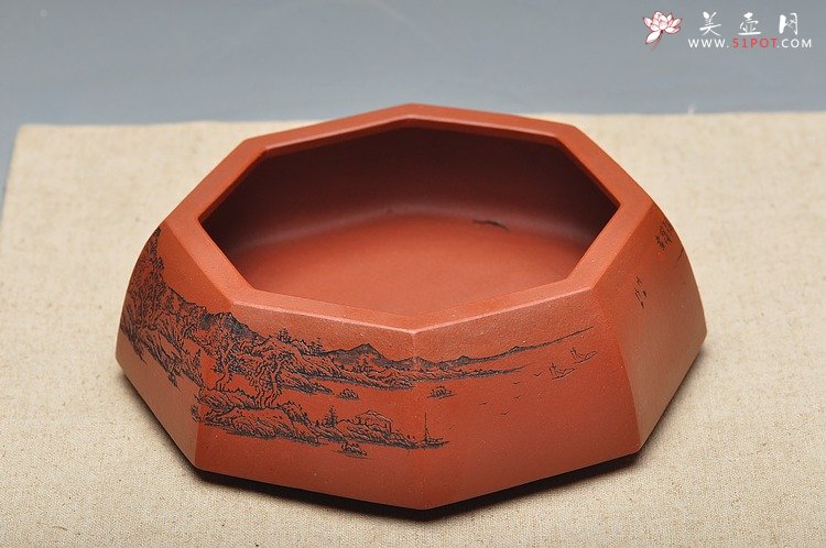 紫砂壶图片：山水怡情 全手工八方小水洗 - 宜兴紫砂壶网