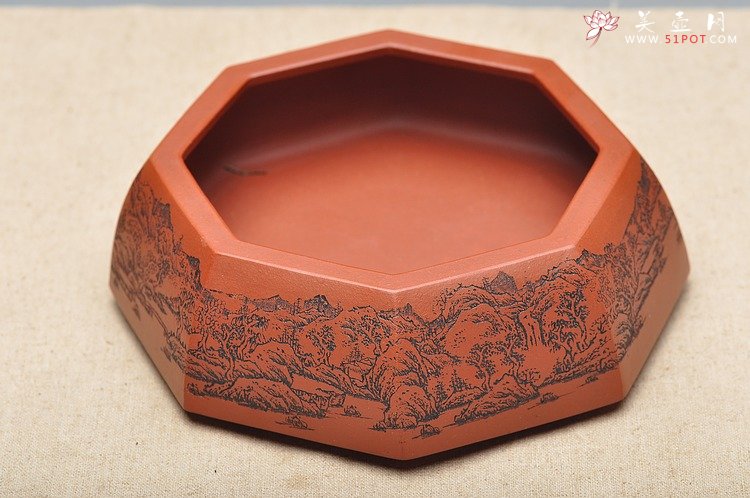 紫砂壶图片：山水怡情 全手工八方小水洗 - 宜兴紫砂壶网