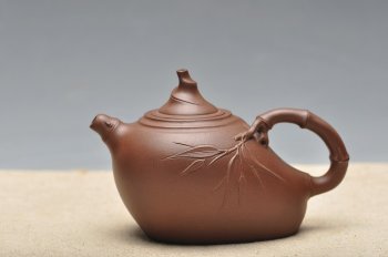 紫砂壶图片：90年代初 仿品 葫芦竹 正宗黑星土 - 宜兴紫砂壶网