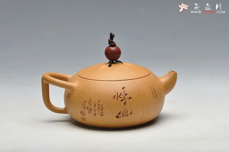 紫砂壶图片：摹玉成窑之味 深得其妙 李彦雄装饰 全手东石逸品 曲峰原创 - 宜兴紫砂壶网