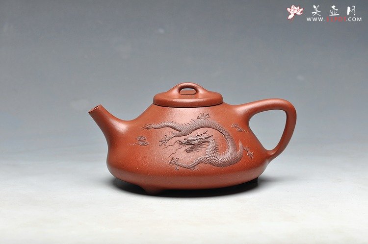 紫砂壶图片：骨肉均挺  塑龙 全手子冶石瓢 - 宜兴紫砂壶网