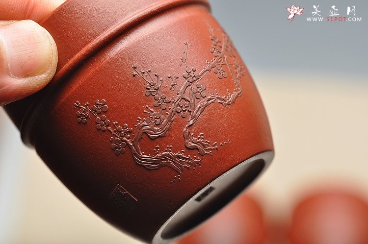 紫砂壶图片：品茗杯套组  泥绘精品 朱泥 - 宜兴紫砂壶网