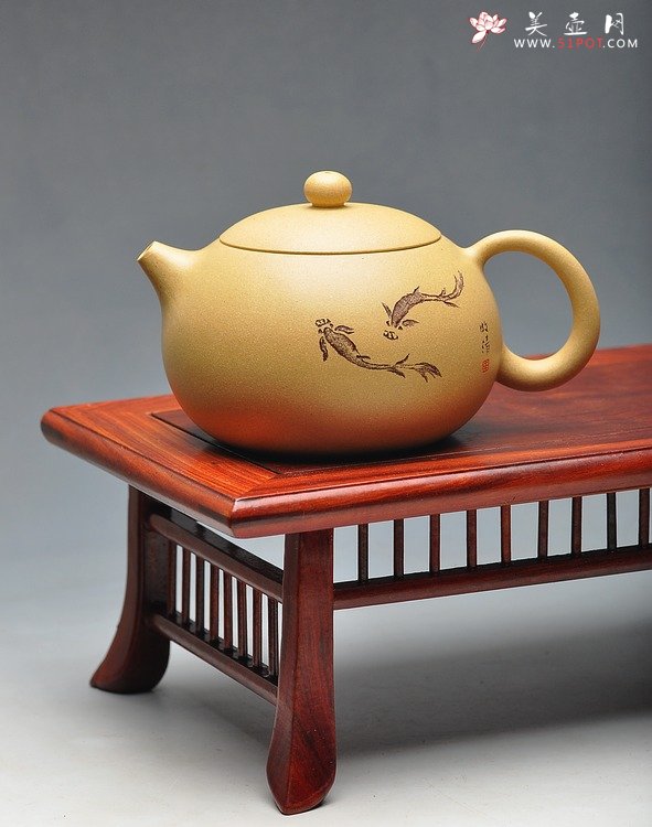 紫砂壶图片：本山绿 饱满可趣 经典西施 - 宜兴紫砂壶网