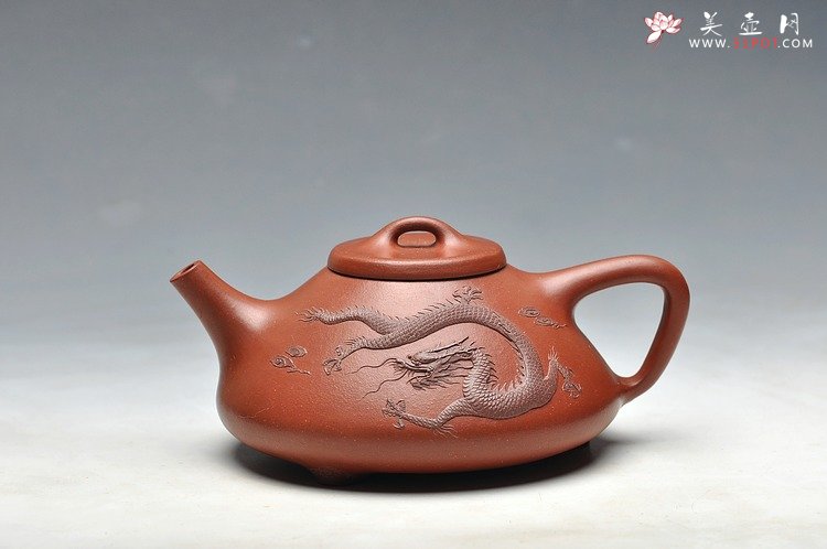 紫砂壶图片：骨肉均挺  塑龙 全手子冶石瓢 - 宜兴紫砂壶网