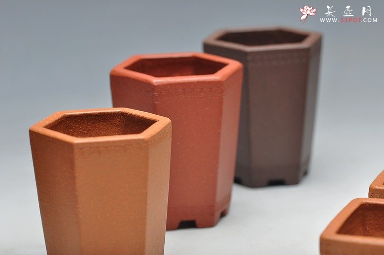 紫砂壶图片：6个微型花盆 玩玩盆景 玩玩砂料 玩玩全手镶片 - 宜兴紫砂壶网