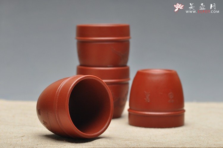 紫砂壶图片：品茗杯套组  泥绘精品 朱泥 - 宜兴紫砂壶网